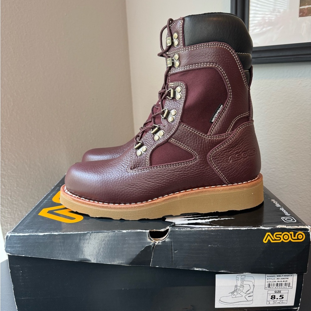 Asolo Waterproof Welt High 9 Boots Burgundy